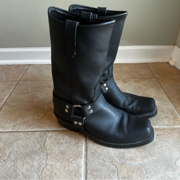 DOUBLE H BLACK LEATHER HARNESS BOOTS 4008  Motorcycle Oil Resist - Picture 1 of 9